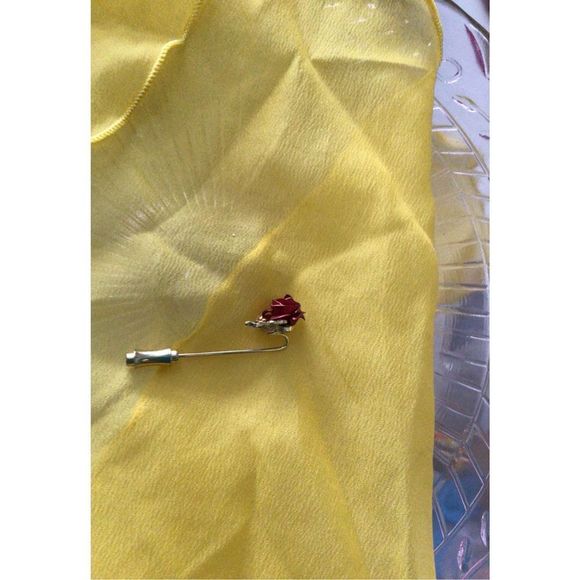Vintage Lapel Pin Red Rose Stick Pin Lapel Pin - Picture 9 of 10